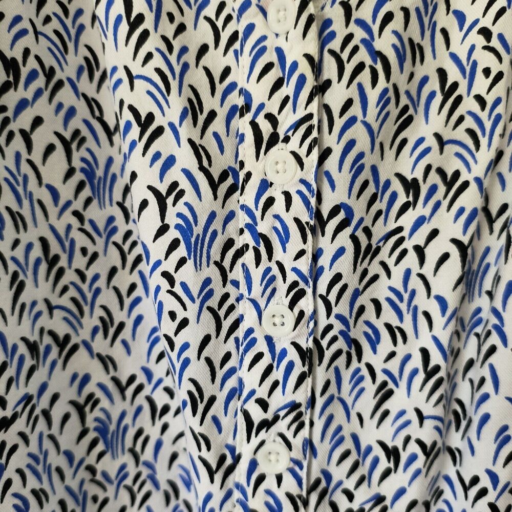 Lane Bryant Peasant Top Women 18/20 Black Blue White Print V Neck High Low Tunic - Picture 4 of 14